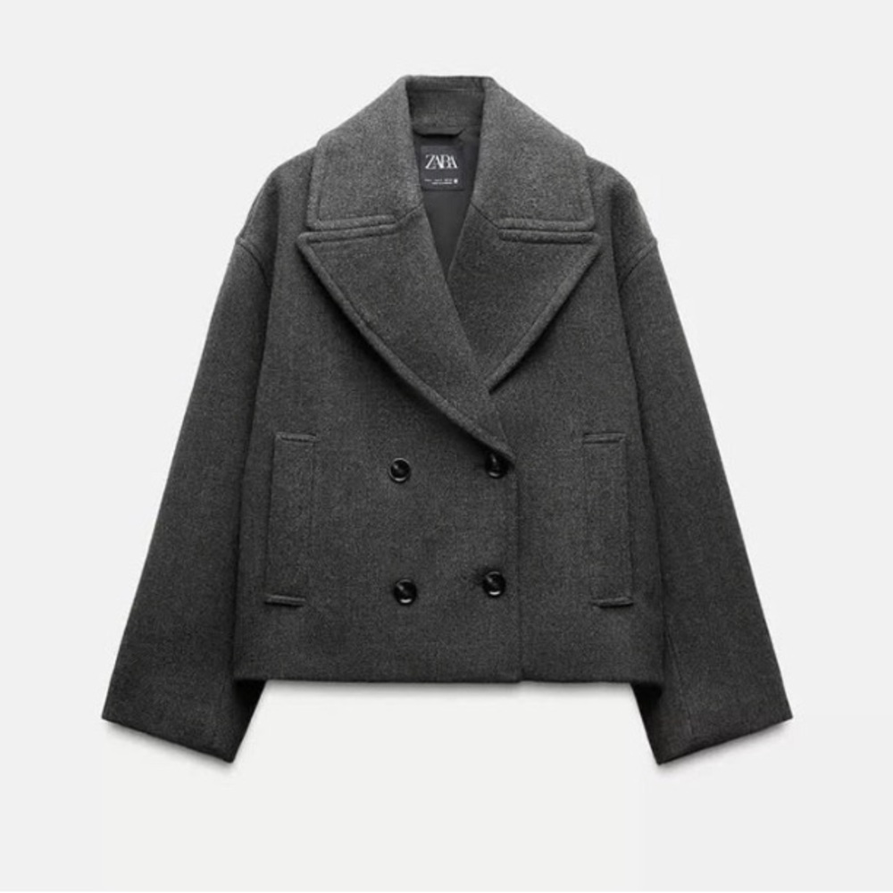 NWT Zara Women's Charcoal Peacoat size M